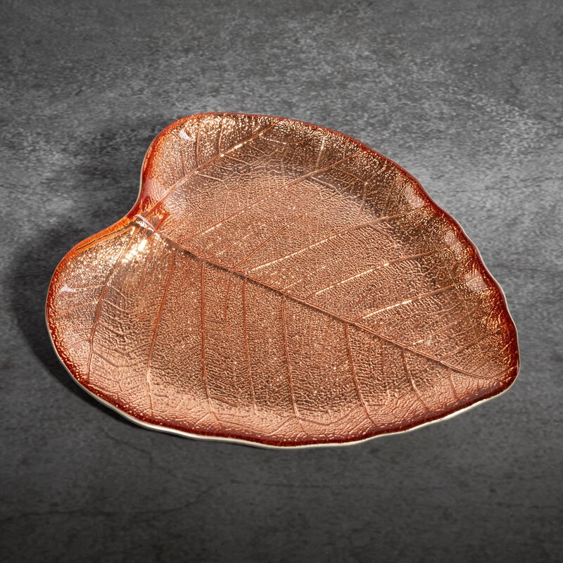 Patera szklana Emma miedziana 24 x 21 x 2 cm – idealna na drobiazgi