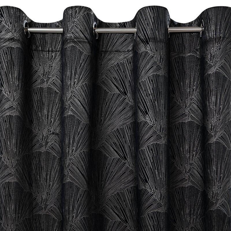 Zasłona welwetowa Goja czarna 140 X 250 cm – z błyszczącym wzorem