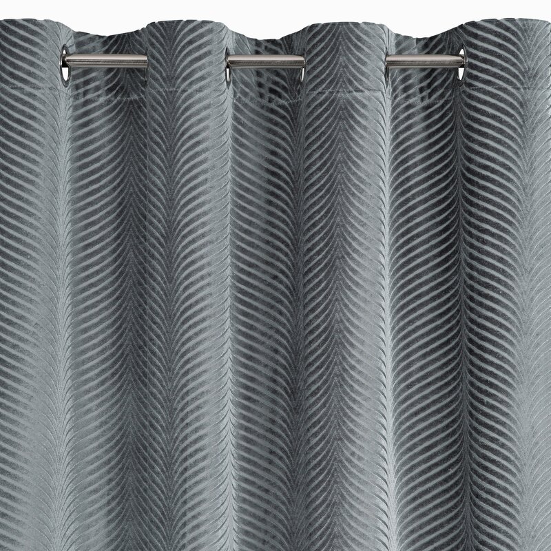 Zasłona gotowa Lussi stalowa 140 X 250 cm – bogaty welwet żakardowy