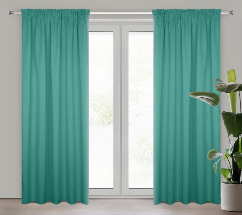 Zasłona gotowa D91 turkusowa 140 x 270 cm – zaciemniająca pomieszczenie