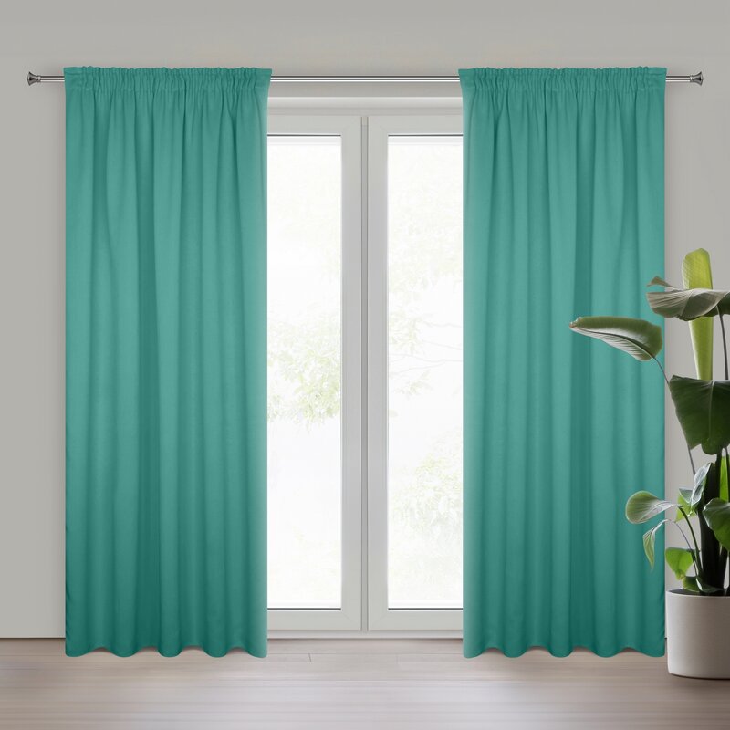 Zasłona gotowa D91 turkusowa 140 x 270 cm – zaciemniająca pomieszczenie