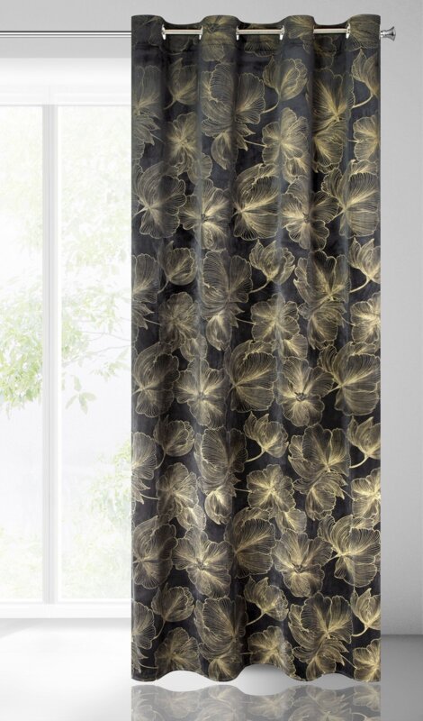 Zasłona gotowa welwet Stella czarna 140 x 250 cm – zaciemnia pomieszczenie