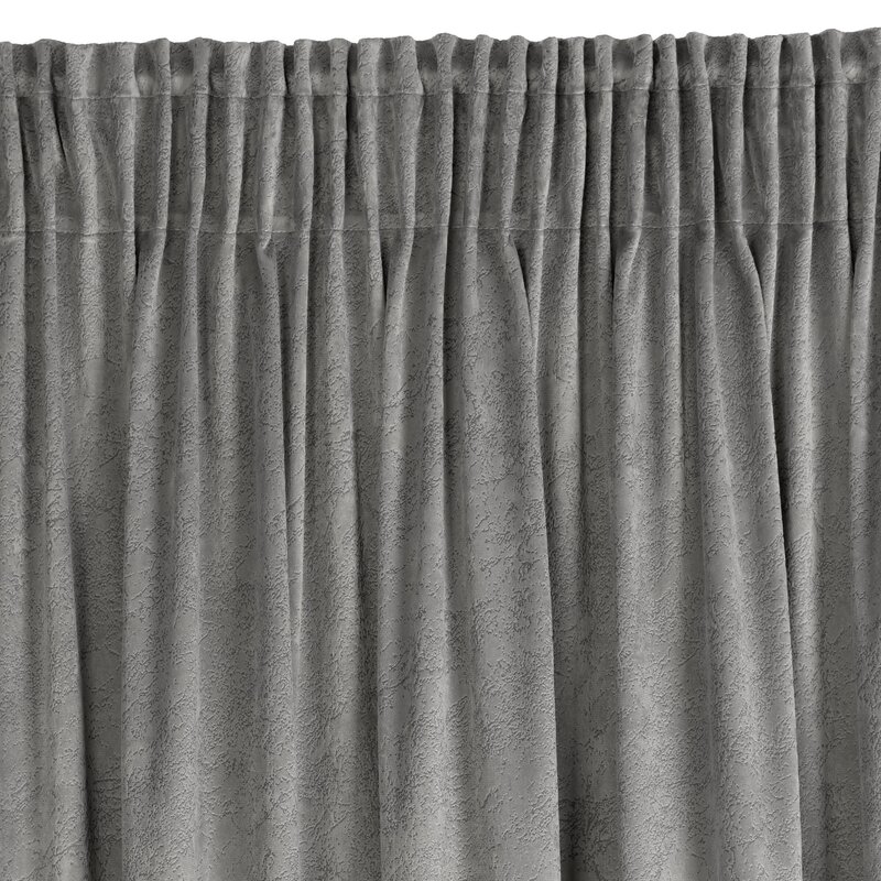 Zasłona gotowa na taśmie Riva popielata 140 X 270 CM – welwetowa z wzorem marmuru