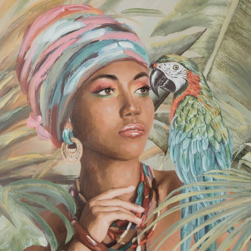 Obraz ręcznie malowany egzotyczny zielony 80 X 120 CM – ożywia wnętrze
