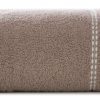 Ręcznik kąpielowy 70x140 cm bawełniany kolor brązowy z ozdobną bordiurą 480 g/m2 SEBA – miękki i chłonny