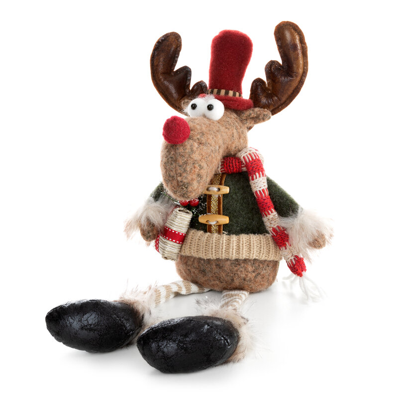 Figurka bożonarodzeniowa Renifer zielony 19 x 17 x 38 cm – świąteczna dekoracja