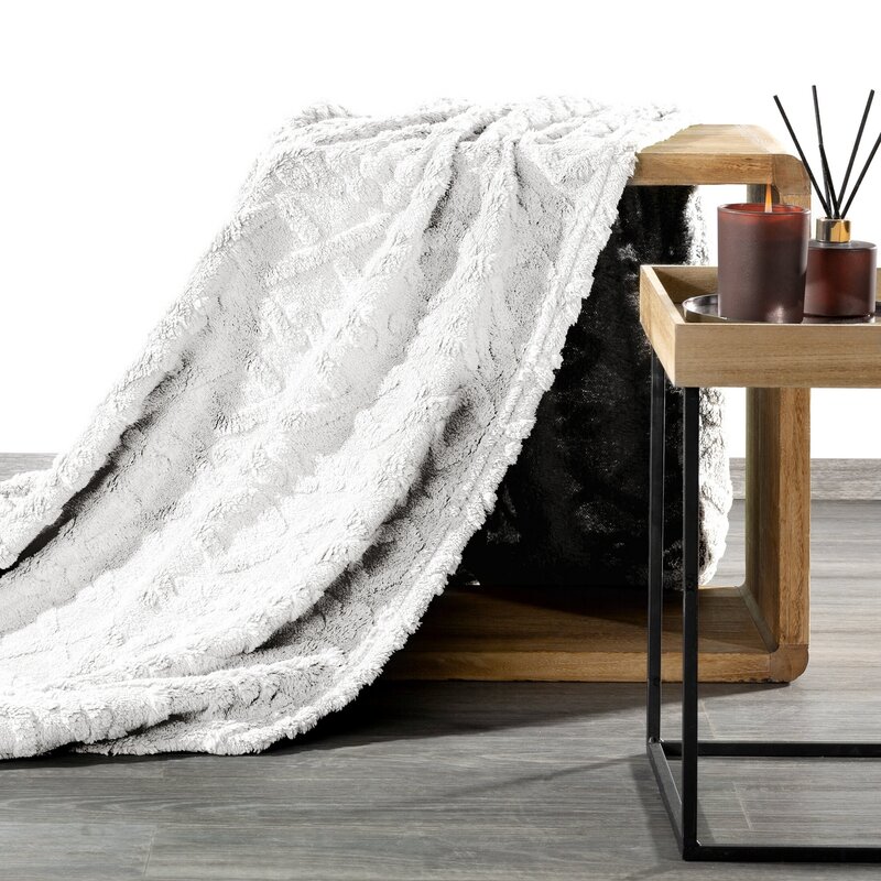Koc D91 Warkocz biały 150 X 200 CM – miękki i przytulny