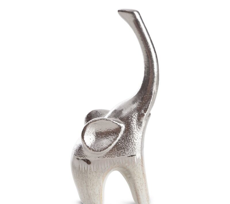 Figurka ceramiczna słoń MAX kremowa 10 X 7 X 22 CM – symbol szczęścia