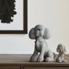 Figurka ceramiczna Eldo srebrna 10 X 7 X 15 CM – uroczy piesek z kokardą