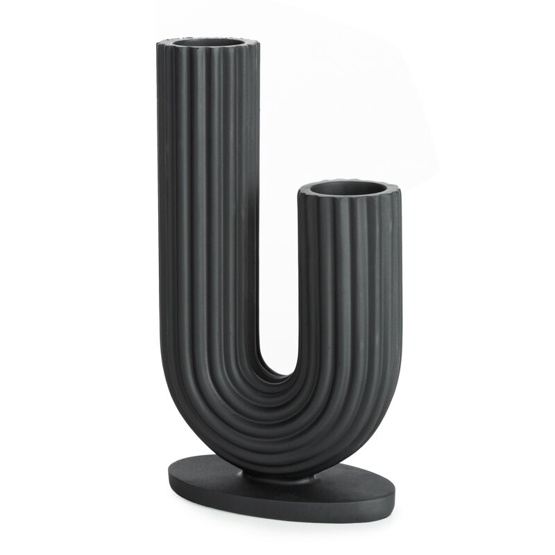 Wazon ceramiczny Eric czarny 12 x 7 x 21 cm – na suszone kwiaty