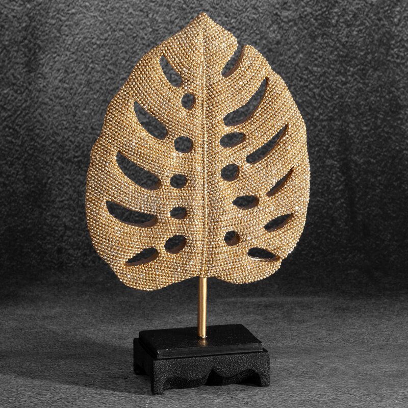 Figurka ceramiczna Liść złoty 17 x 6 x 27 cm – doda blasku wnętrzu