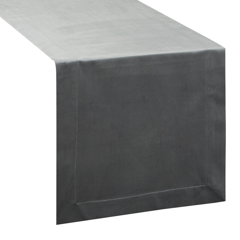 Obrus welwetowy Melinda stalowy 40 x 140 cm – doda szyku Twoim wnętrzom