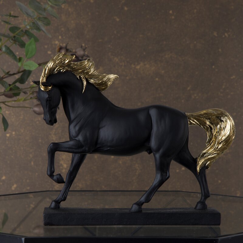 Figurka ceramiczna HORSI czarna 26 X 7 X 22 CM – do salonu i gabinetu