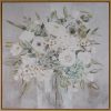 Obraz ręcznie malowany bukiet kwiatów beżowy 60 X 60 cm – dodaje harmonii wnętrzu
