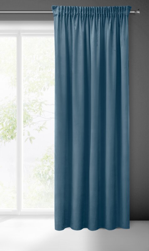 Zasłona gotowa Pierre Cardin niebieska 140 x 270 cm – zaciemniająca welwet