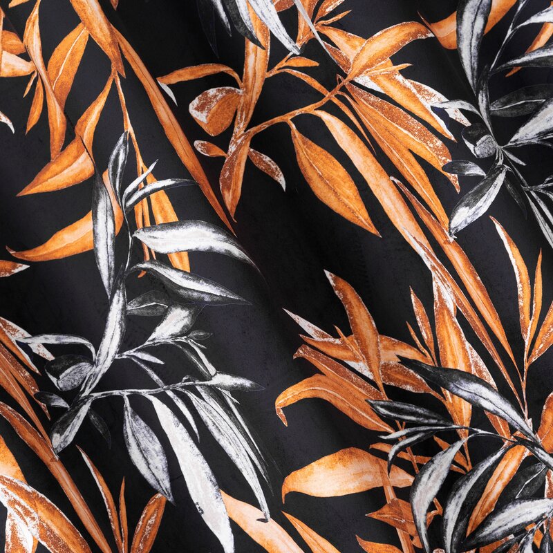 Zasłona gotowa Zoja czarna 140 X 250 cm – welwet z botanicznym wzorem