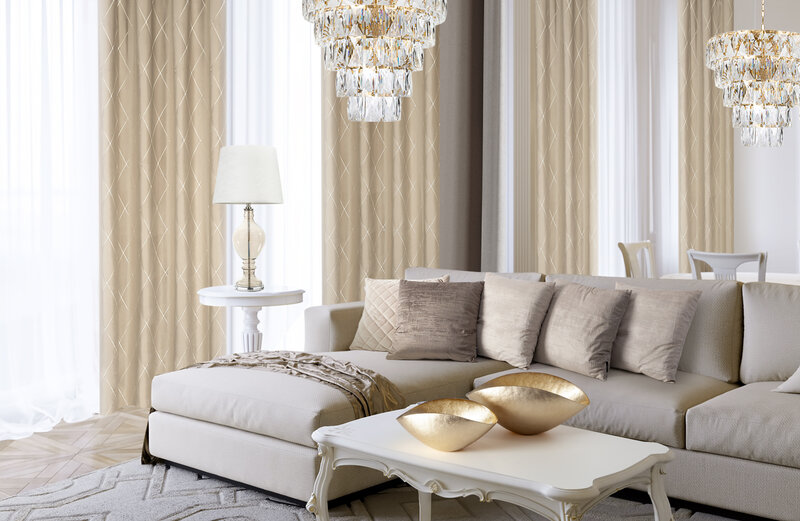 Zasłona dekoracyjna Pierre Cardin Margo beżowa 140 X 250 cm – do salonu i sypialni