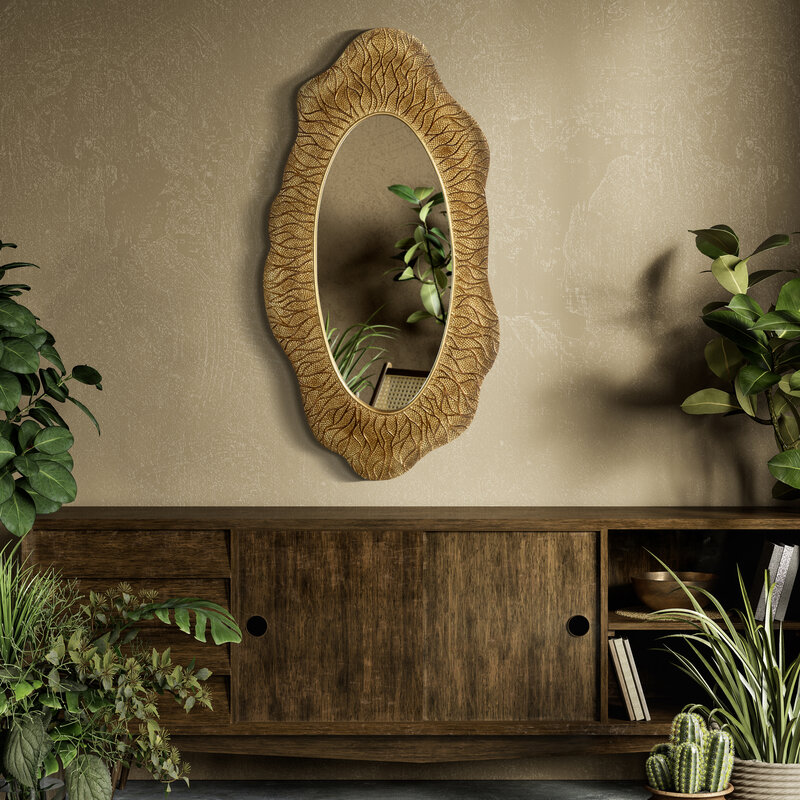 Lustro dekoracyjne złote 52x4x98 cm – stylowe do wnętrz