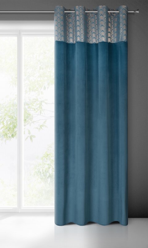 Zasłona gotowa Elen niebieska 140 X 250 CM – przytulna welwetowa