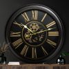 Zegar ścienny industrial czarny O 64 x 11 cm – stylowy akcent w salonie