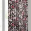 Zasłona gotowa Glory szarobeżowa 140 X 270 cm – welwetowa z kwiatowym wzorem