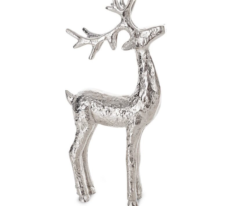 Figurka bożonarodzeniowa srebrna 14 x 5 x 31 cm – metalowa dekoracja