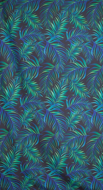 Zasłona gotowa D91 Palms czarna 140 x 250 cm – wprowadza egzotyczny klimat