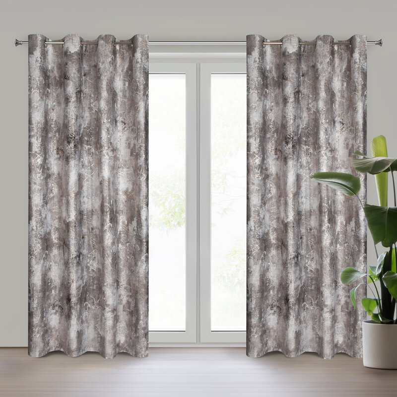 Zasłona gotowa stalowa 140 x 250 cm – zaciemniająca i stylowa