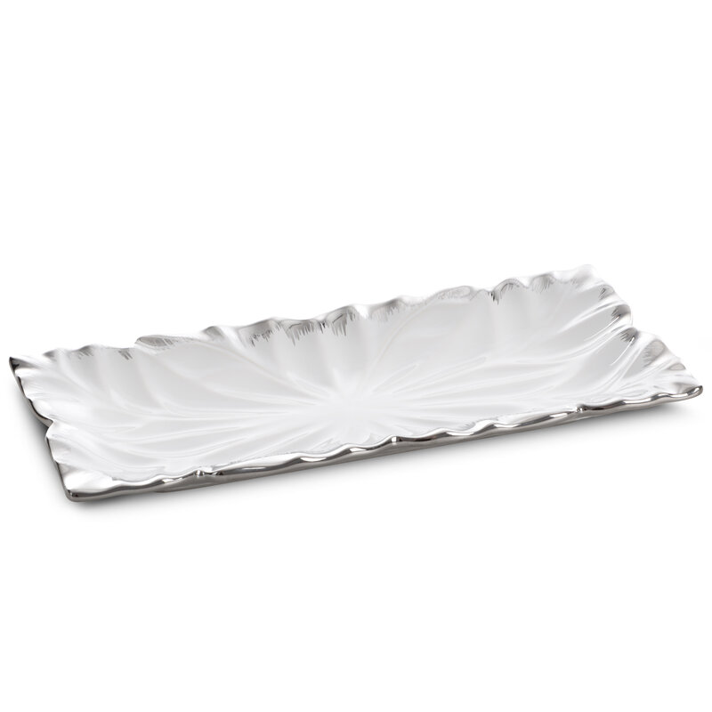 Patera dekoracyjna Nira biała 28 X 13 X 3 CM – do nowoczesnych wnętrz