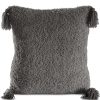 Poszewka Elda stalowa 45 x 45 cm – z modnymi pomponami