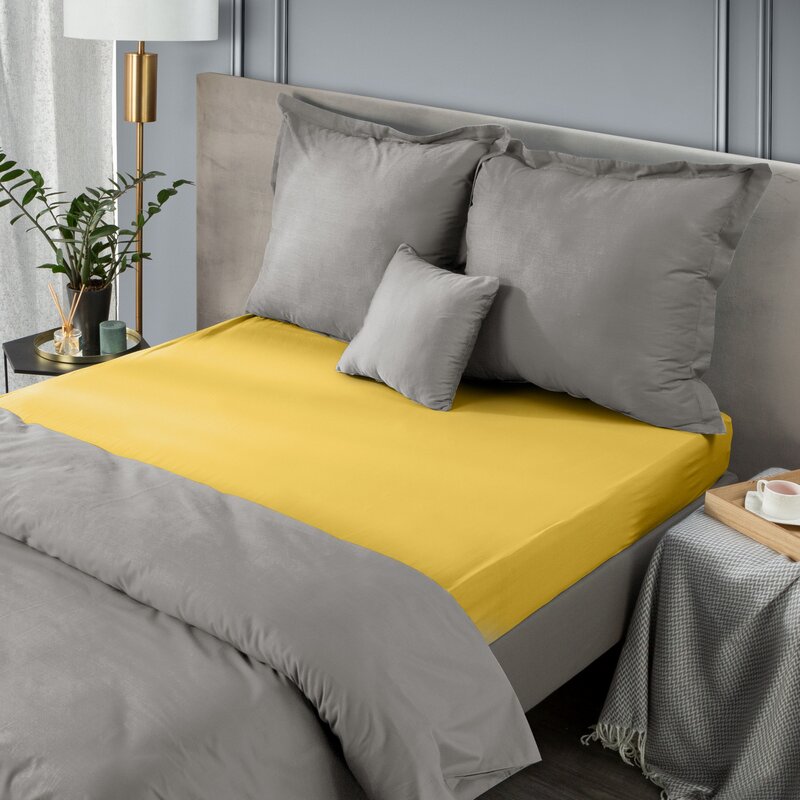 Prześcieradło jersey musztardowe 120 x 200 x 25 cm – idealne do sypialni