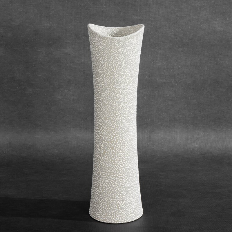 Wazon ceramiczny RISO kremowy 11 X 7 X 40 cm – na suszone trawy i kwiaty
