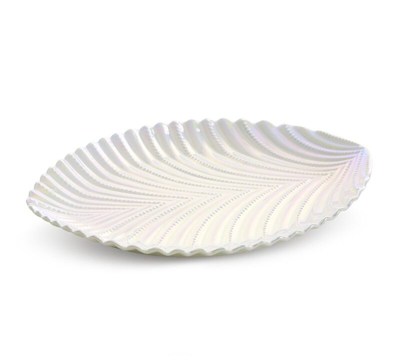Patera dekoracyjna Nela perłowa 28 x 22 x 3 cm – subtelny blask