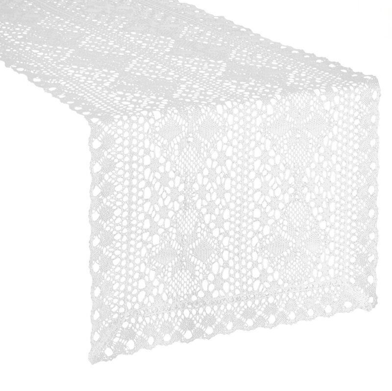 Obrus ażurowy biały 40 x 180 cm – elegancka dekoracja stołu