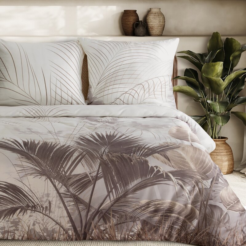 Pościel satynowa Premium23 kremowa 220 x 200 cm – dla tropikalnego relaksu