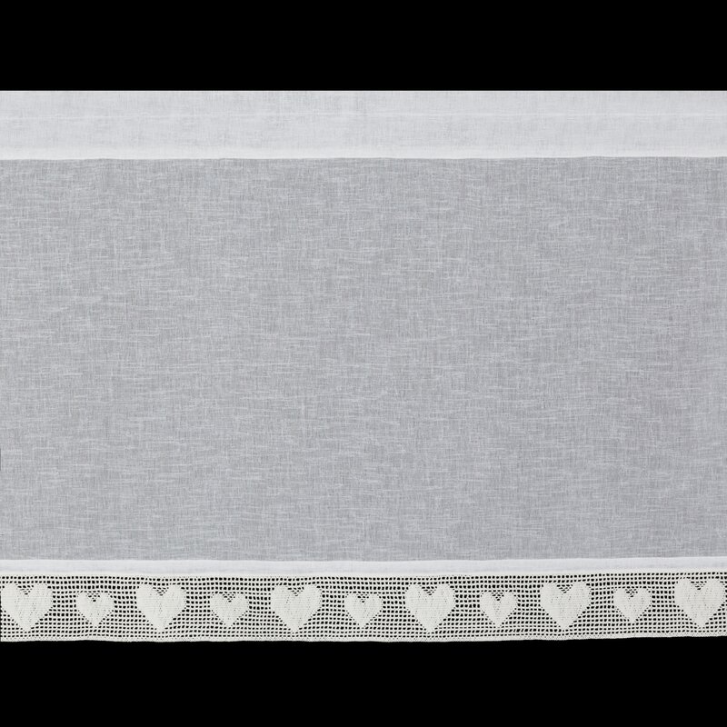 Firana gotowa Gaja kremowa 150 X 60 cm – z koronką serduszka