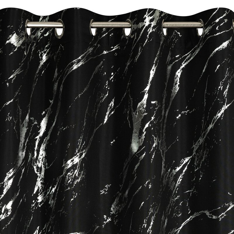 Zasłona gotowa LANI czarna 140 X 250 CM – modny wzór marmuru