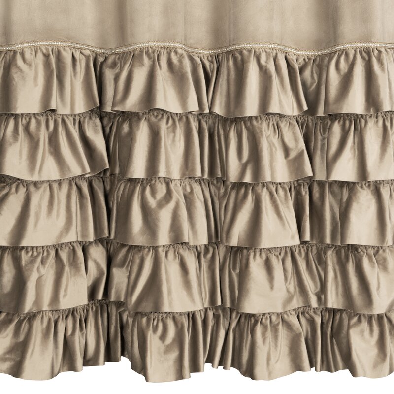 Zasłona gotowa Carli ciemnobeżowa 140 X 250 cm – z welwetowymi falbanami