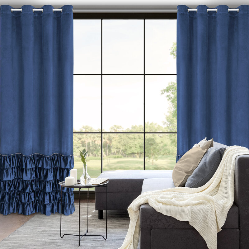 Zasłona gotowa Carli granatowa 140 x 250 cm – doda elegancji