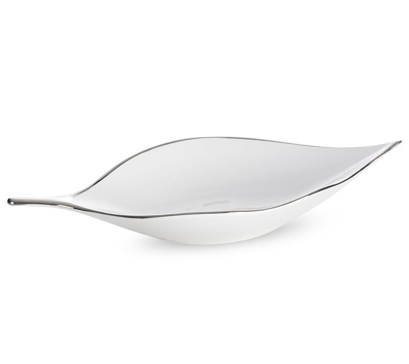 Patera ceramiczna Abbi biała 18 X 40 X 7 cm – nowoczesna ozdoba stołu