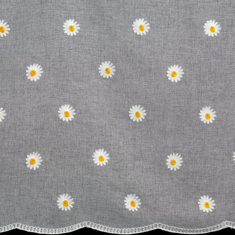 Firana gotowa haftowana biała 350 x 145 cm – rozjaśnia wnętrze