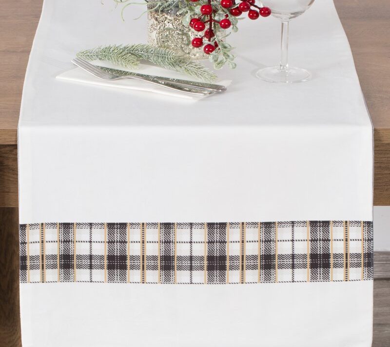 Bieżnik świąteczny Angel biały 40 x 140 cm – welwetowy i elegancki