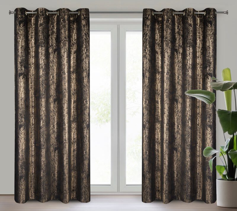 Zasłona gotowa welwetowa czarna 140 x 250 cm – zaciemnienie sypialni