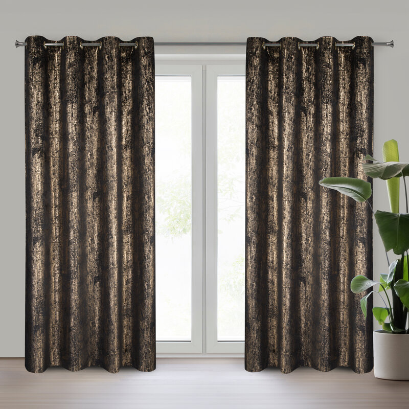 Zasłona gotowa welwetowa czarna 140 x 250 cm – zaciemnienie sypialni