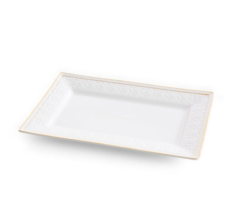 Naczynie dekoracyjne Olivia białe 26 x 16 x 2 cm – stylowa baza dekoracji