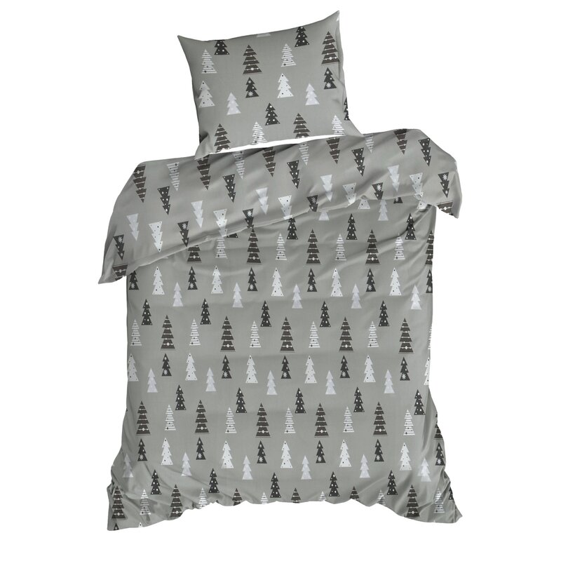Pościel flanelowa Lenon stalowa 160x200 cm – 100% bawełna