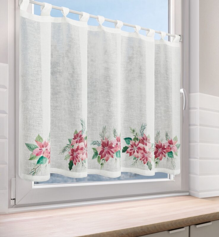Zasłona świąteczna SW/XMAS biała 90x150 cm – gotowa do zawieszenia