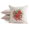 Poszewka świąteczna 45 x 45 cm czerwona – imitacja lnu