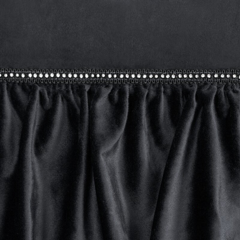 Zasłona gotowa z falbanami czarna 140 x 250 cm – zaciemnia pomieszczenie