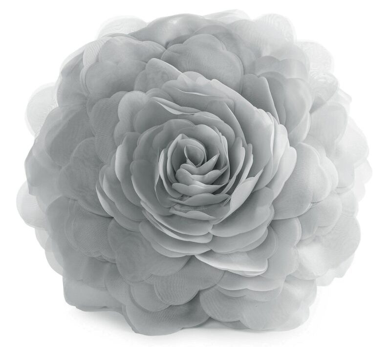 Poszewka Flores srebrna Ø 40 cm – z trójwymiarowym kwiatem